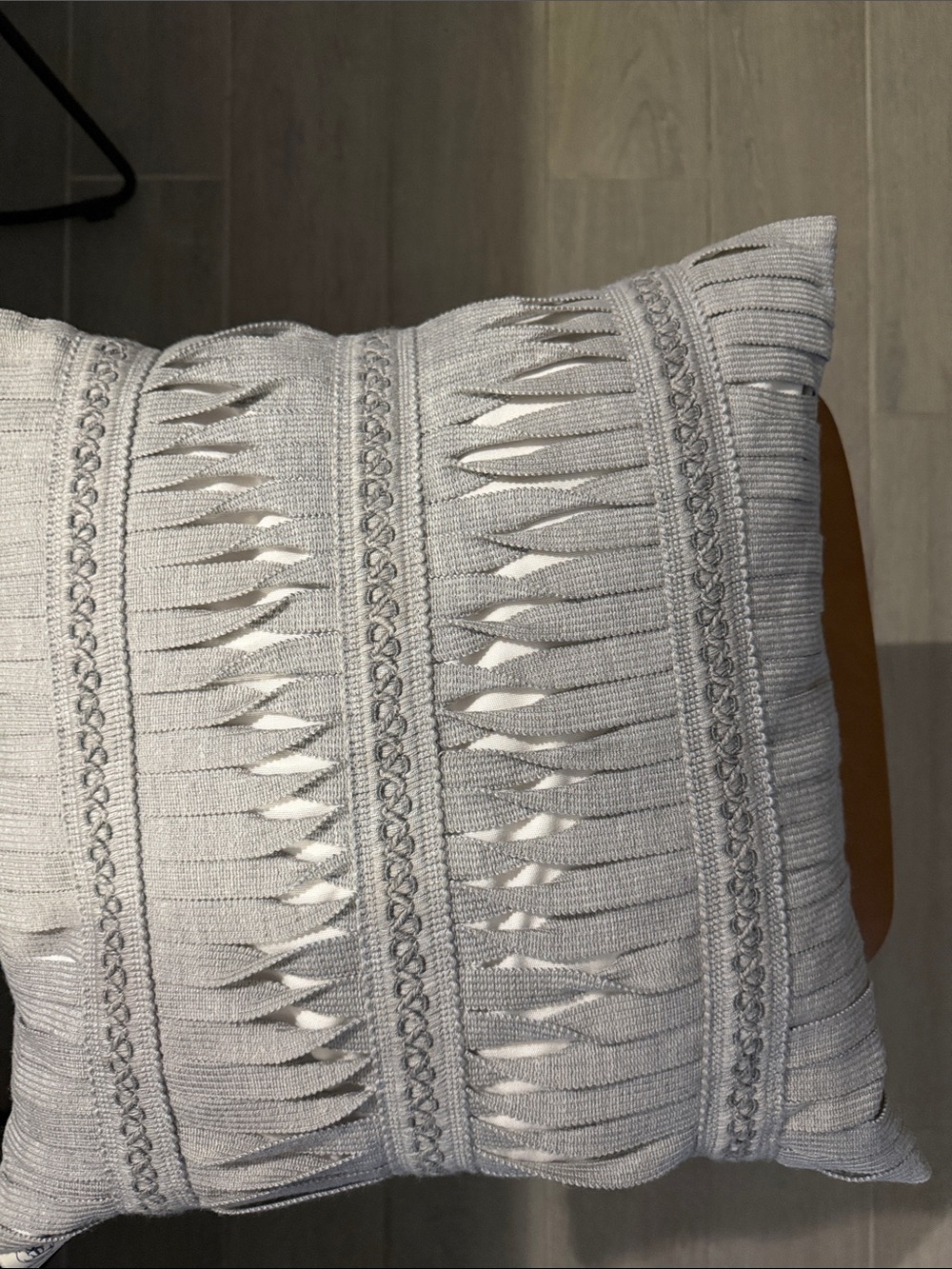 Elaine Smith Light Gray Woven Fringe Accent Pillow (2 pillows) both